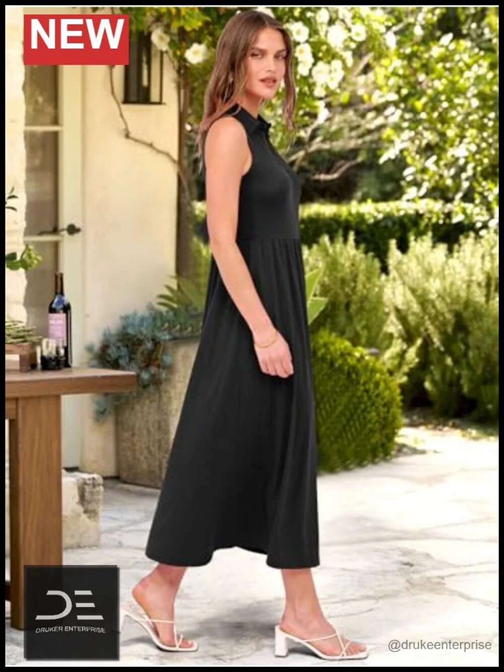 Casual Summer Maxi Dress Sleeveless V Neck A-Line Flowy Beach Vacation